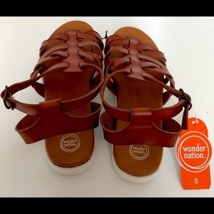 WONDER NATION GIRL’S GLADIATOR SANDALS BROWN
